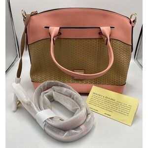 Dooney & Bourke Beacon‎ Woven Domed Satchel Bag Purse Coral